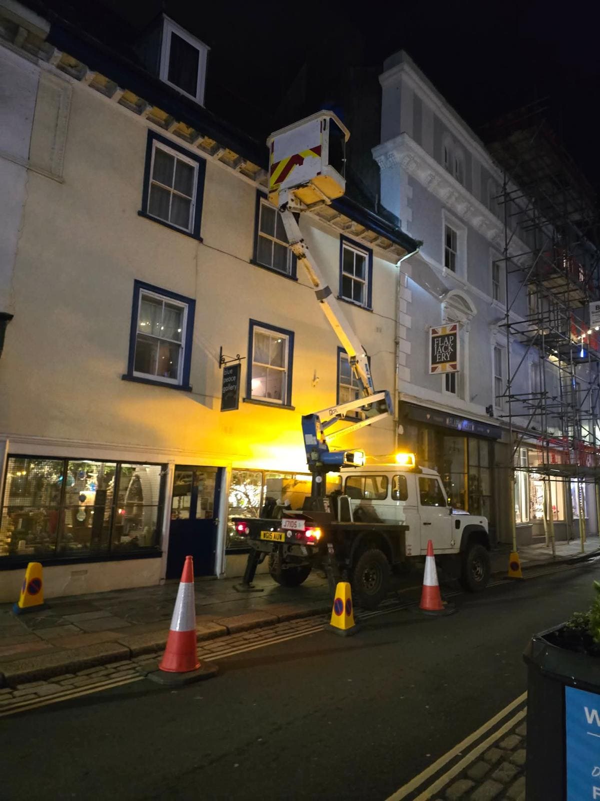 Cherry picker equipment set up for high-level access work