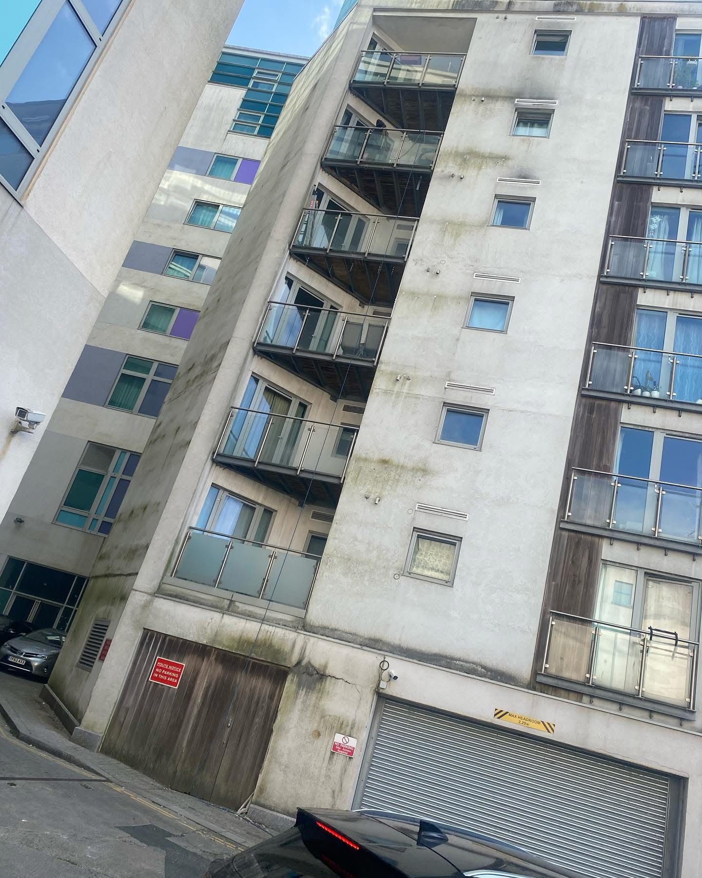 Large commercial building exterior after professional cleaning