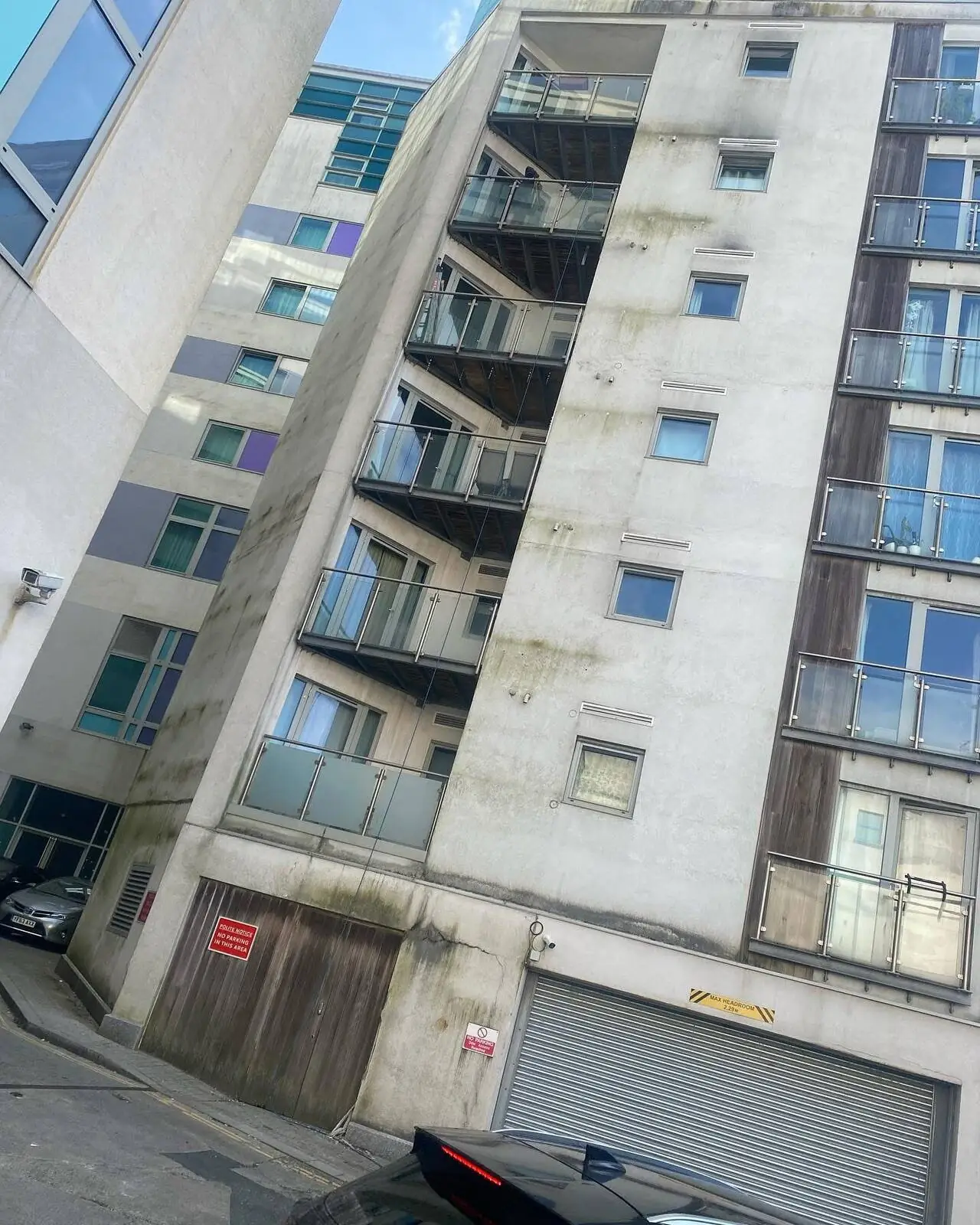Commercial building exterior before professional cleaning and maintenance