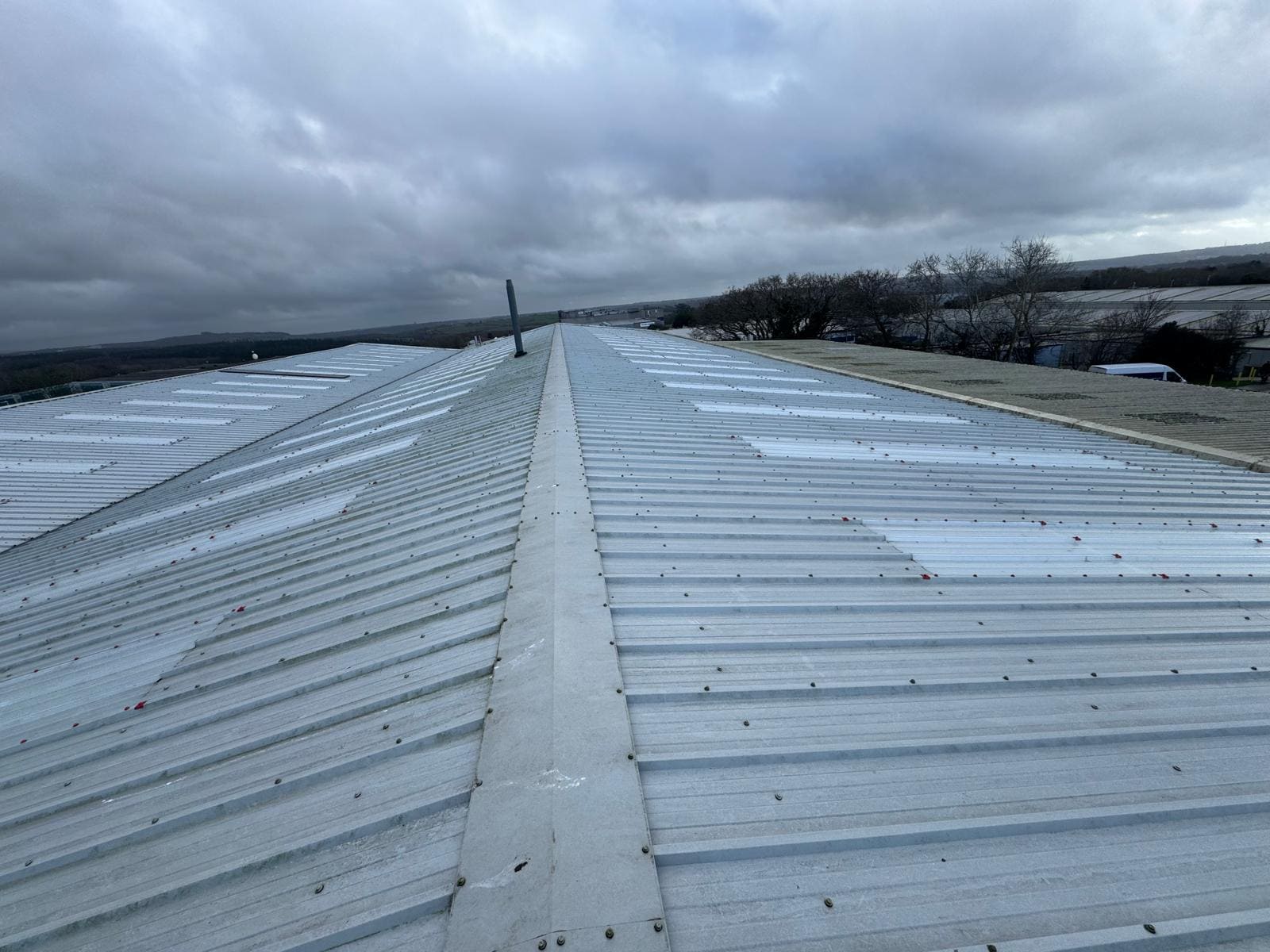 Commercial flat roof cleaned and restored