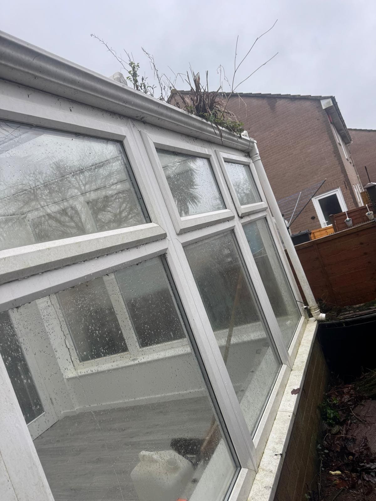 Dirty conservatory roof before professional cleaning