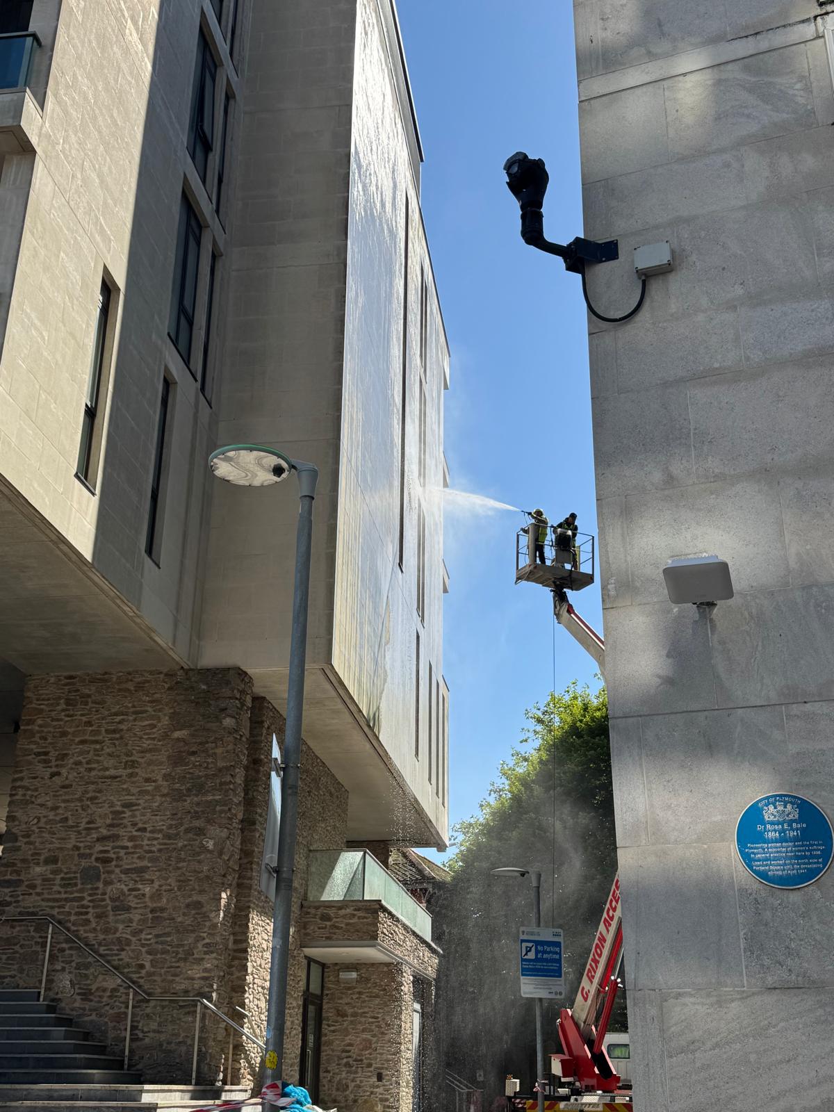 High-level washing in action on commercial property