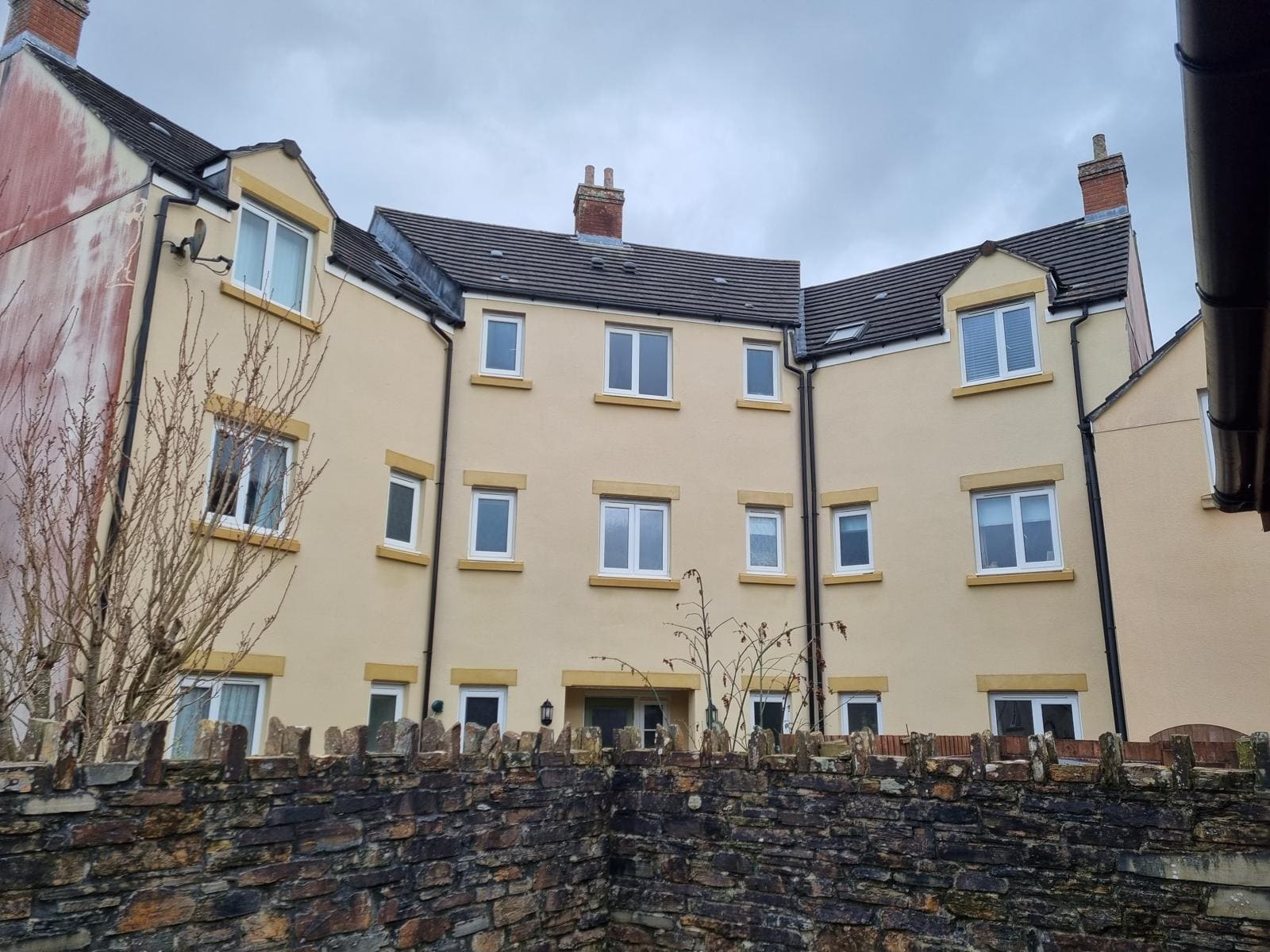 Rendered building exterior fully cleaned and restored